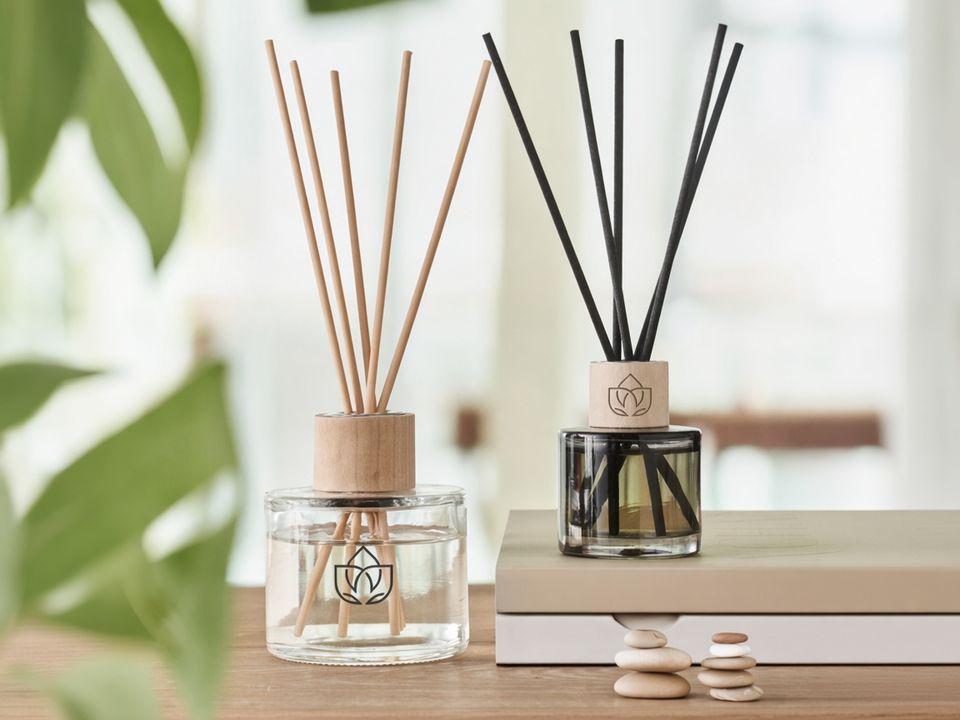 Glass jar with wooden fragrance diffuser